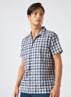 Checkered Print Shirt Navy