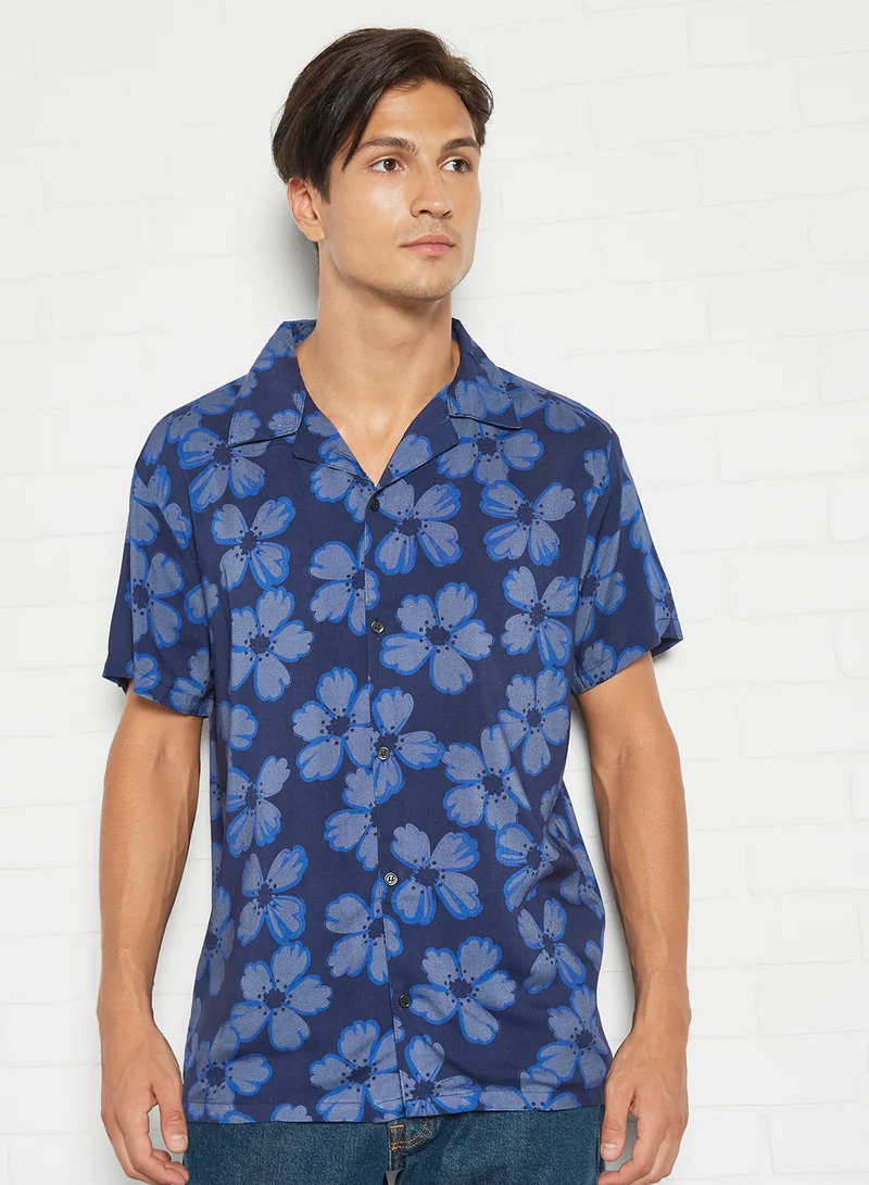 Sivvi x D'Atelier Floral Print Shirt Blue
