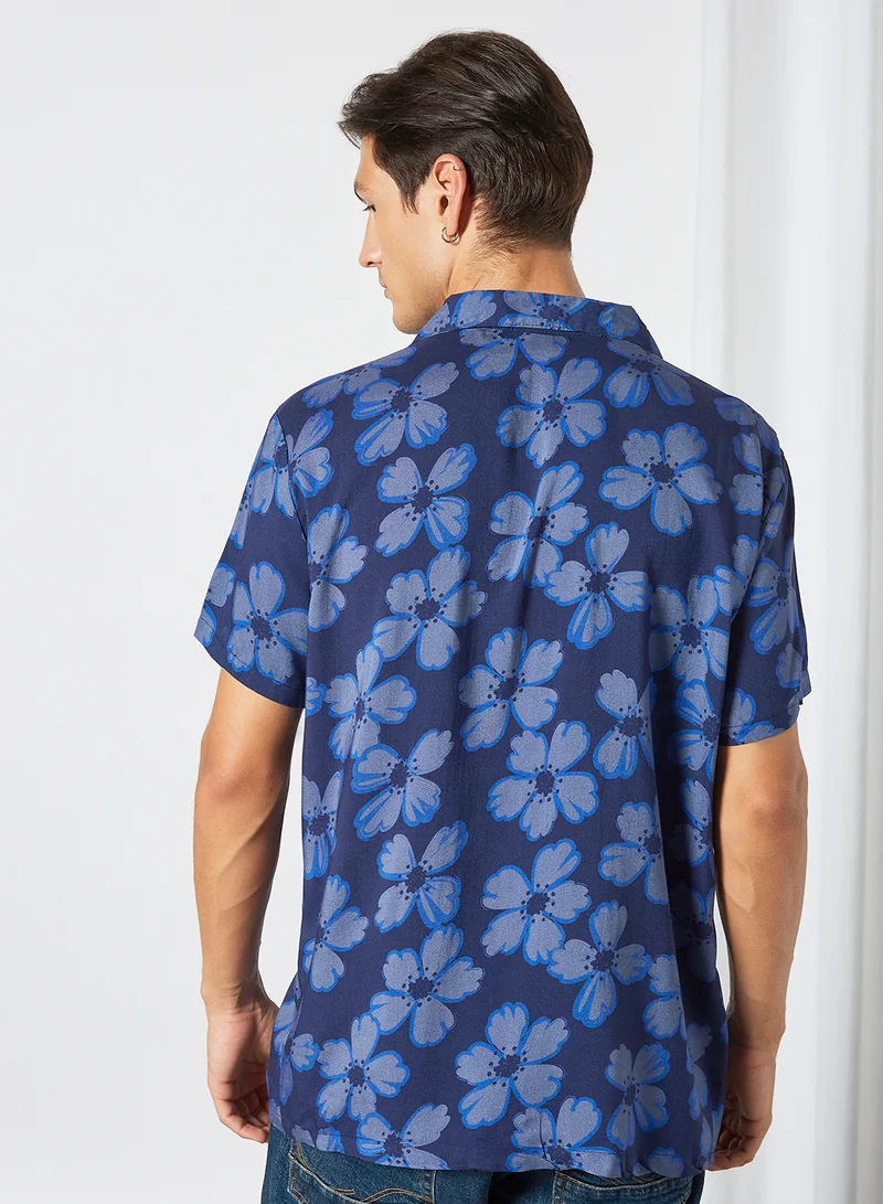 Sivvi x D'Atelier Floral Print Shirt Blue
