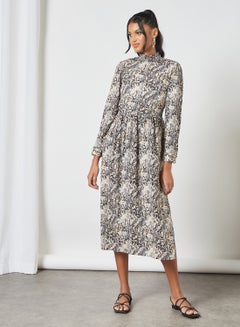 Snake Print Midi Dress Multicolour