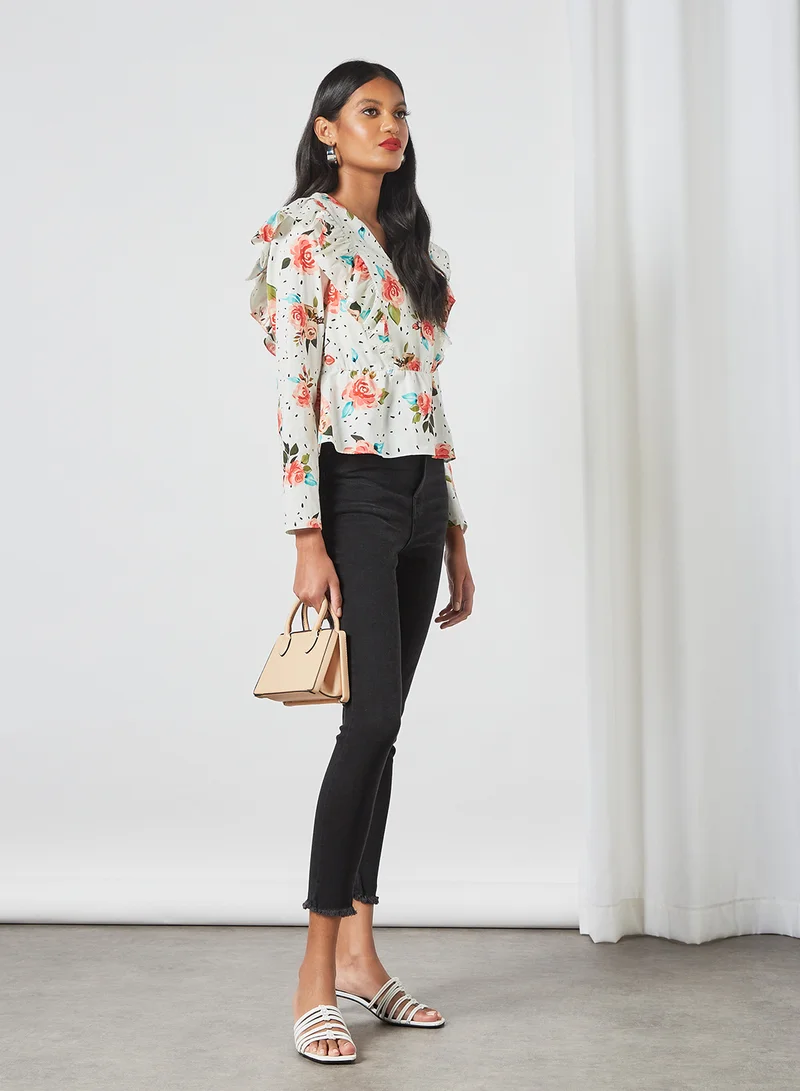Sivvi x D'Atelier Ruffle Floral Top Multicolour
