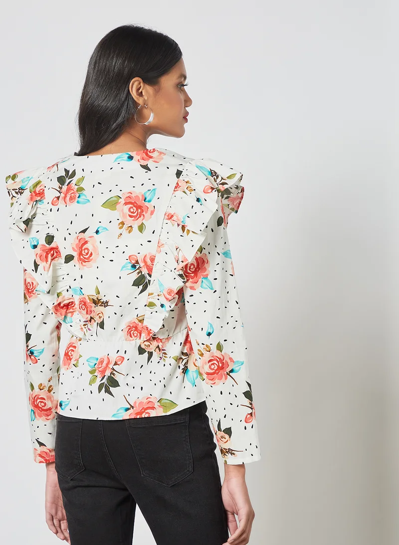 Sivvi x D'Atelier Ruffle Floral Top Multicolour