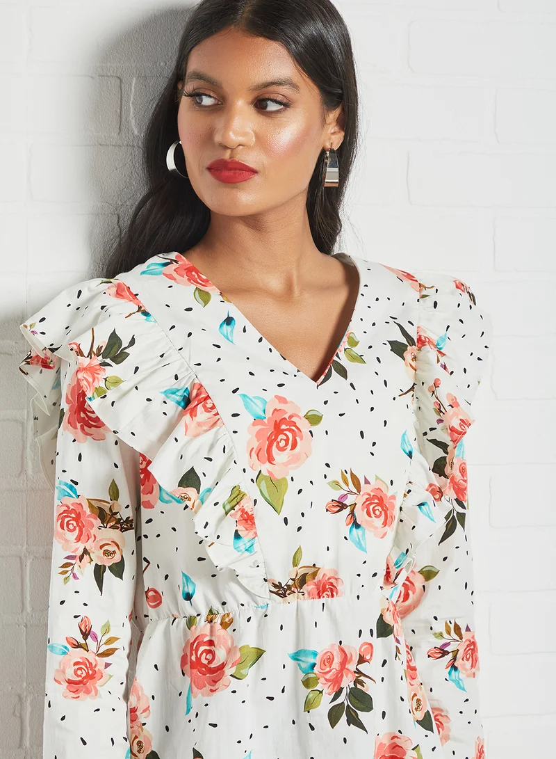 Sivvi x D'Atelier Ruffle Floral Top Multicolour