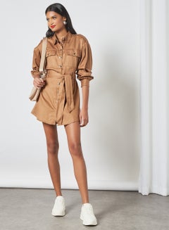 Sivvi x GenM Long Sleeve Utility Dress Brown  - Image 3