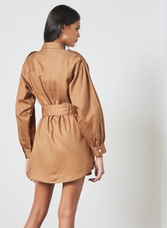 Sivvi x GenM Long Sleeve Utility Dress Brown  - Image 4