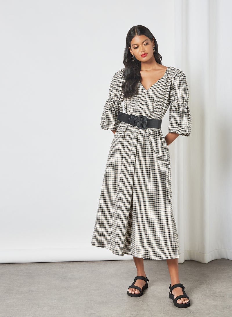 Y.A.S - Check Print Midi Dress Multicolour - Image 1