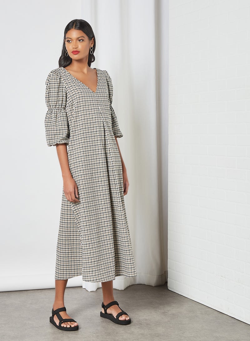 Y.A.S - Check Print Midi Dress Multicolour - Image 1