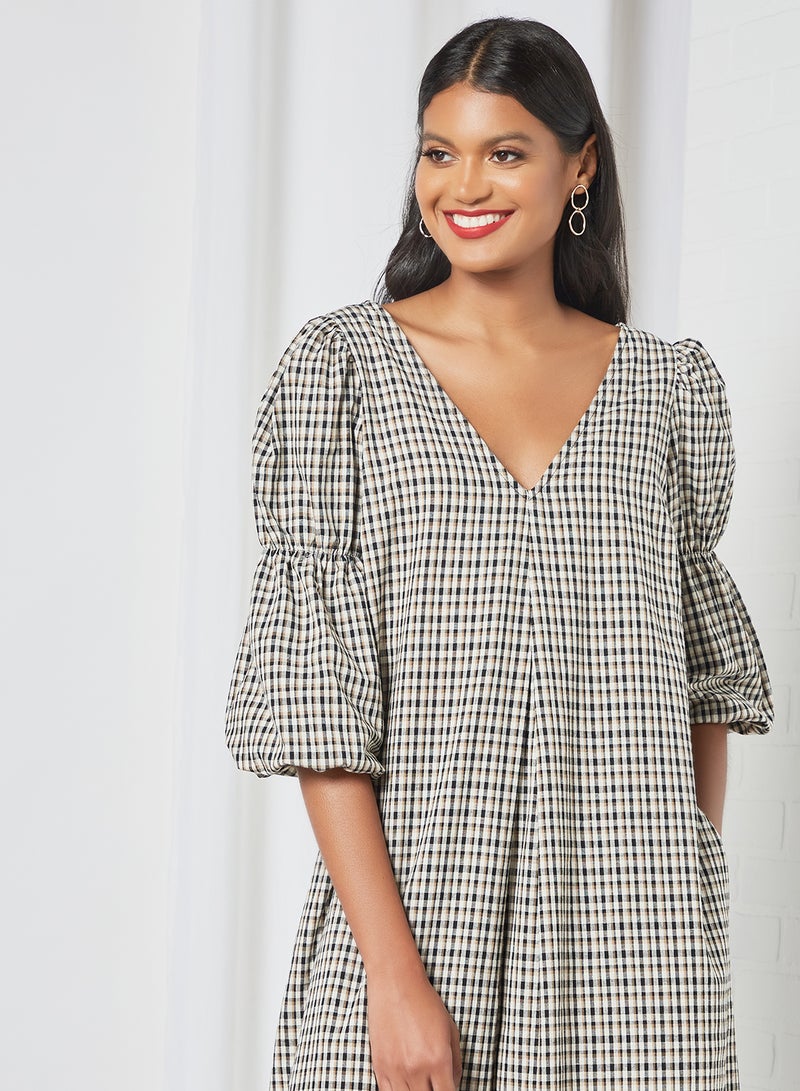 Y.A.S - Check Print Midi Dress Multicolour - Image 1