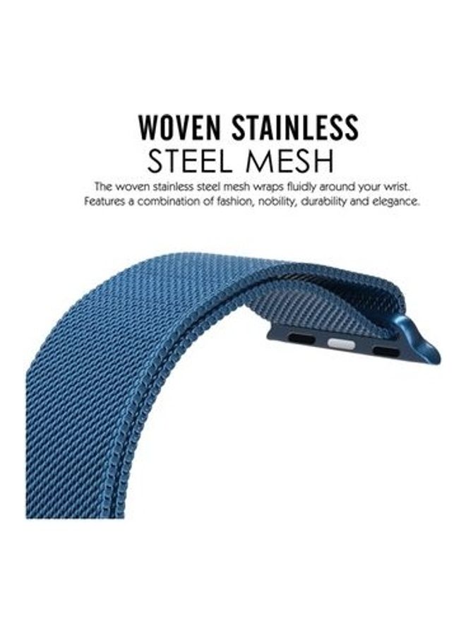 BORTONY Stainless Steel Replacement Band For Apple Watch Series 5/4/3/2/1 40/38mm Blue - Image 2