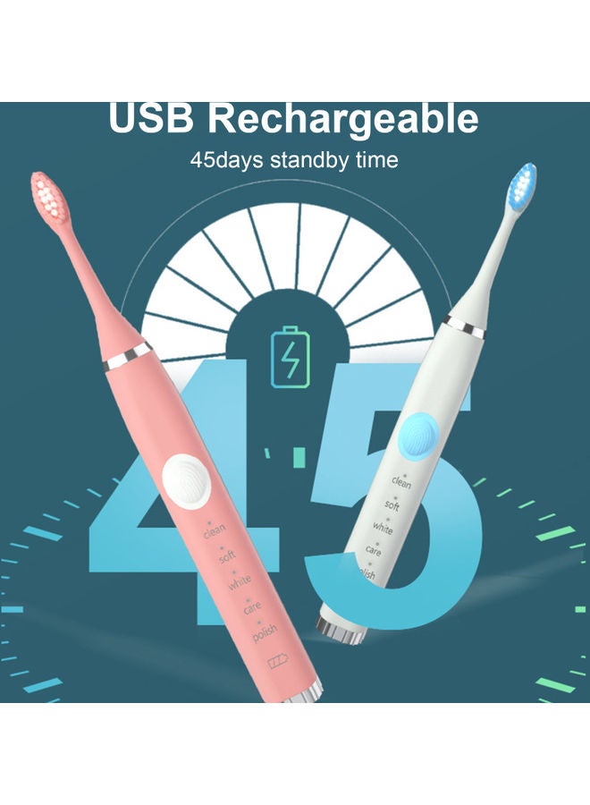 USB Charging 5-Modes Electric Rechargeable Toothbrush With Smart Timer White - Image 4