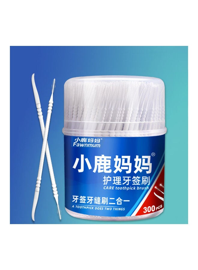 Generic 300-Piece Toothpick 2-In-1 Dental Floss Picks High Toughness Interdental Brush White  - Image 2