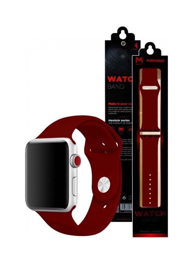 MARGOUN - Silicone Replacement Band For Apple Watch 38/40mm Wine Red - Image 1
