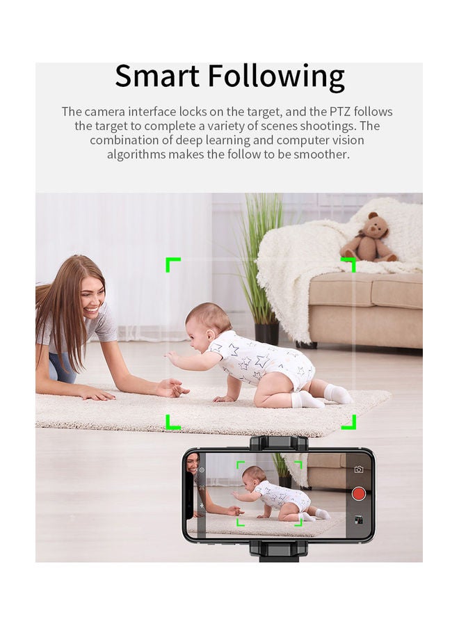 Smart Selfie Gimbal Face Tracking Smartphone Holder Black  - Image 2