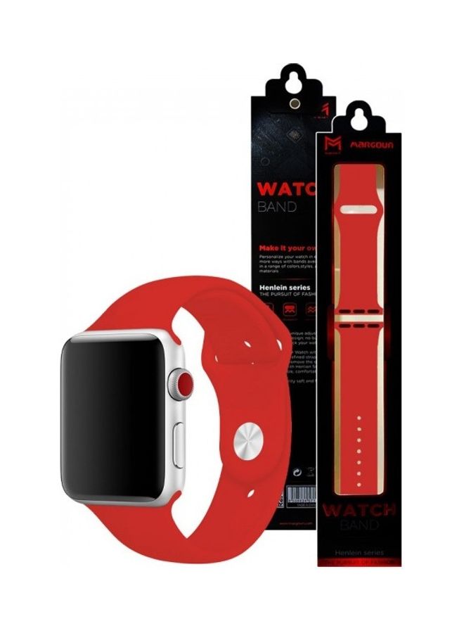 MARGOUN - Silicone Replacement Band For Apple Watch 42/44mm Red - Image 1