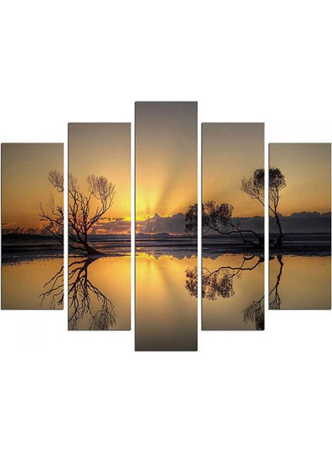Decorative Mdf Painting 5 Piece Set - Mixed Media Multicolour 110x60cm