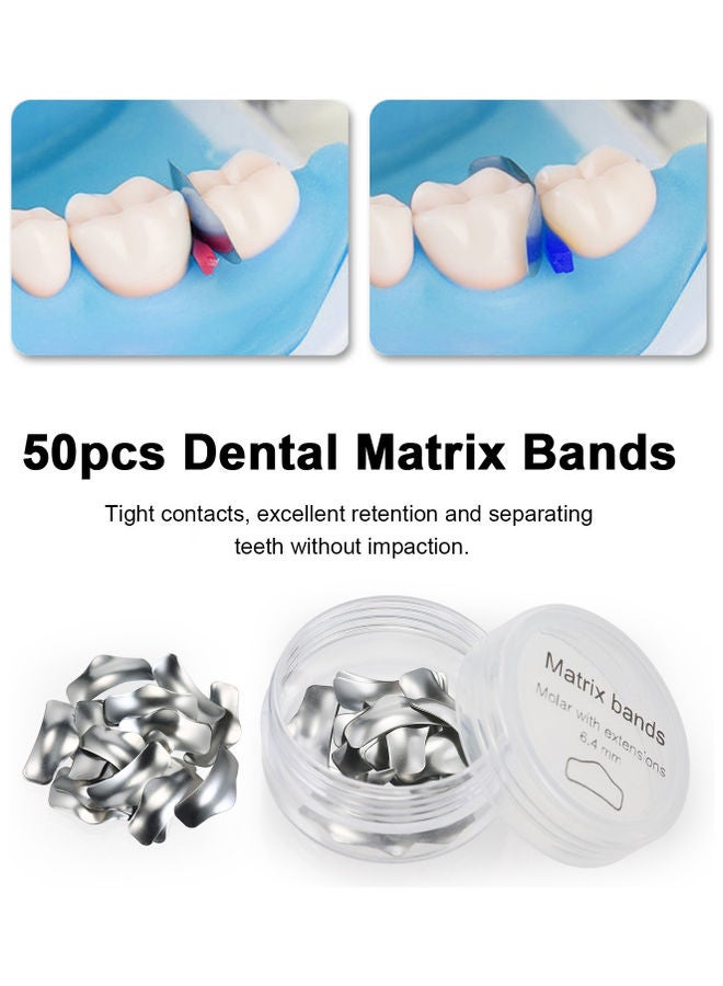 50-Piece Dental Sectional Contoured Matrices Matrix Bands Silver - Image 4