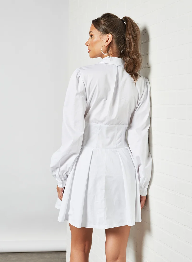 Bardot Corset Detail Shirt Dress