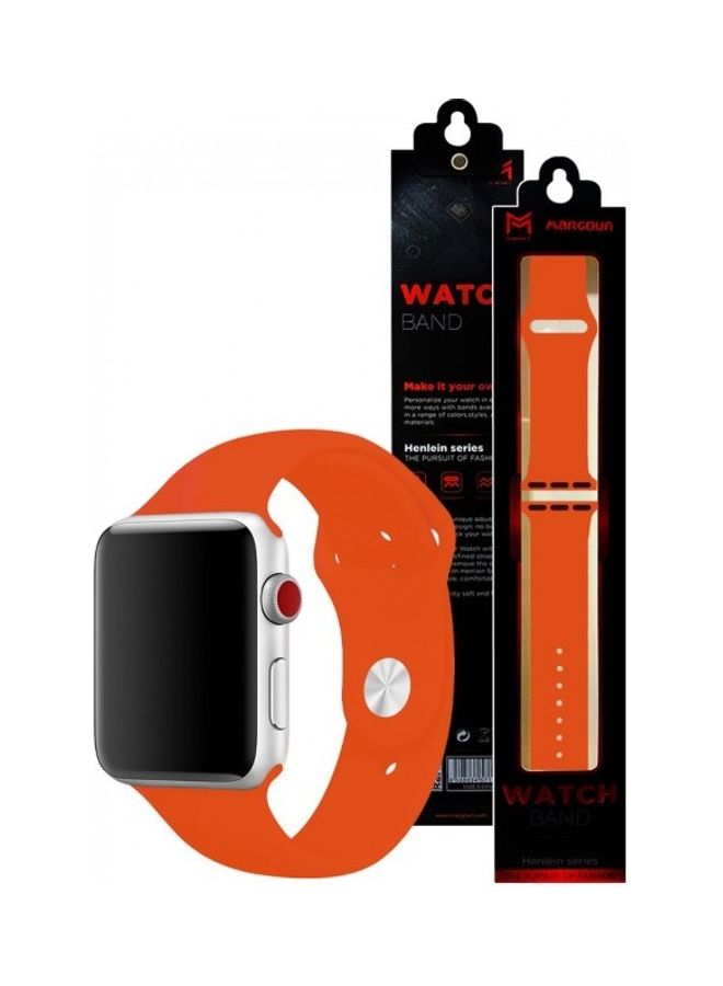 MARGOUN - Silicone Replacement Band For Apple Watch 42/44mm Orange - Image 1