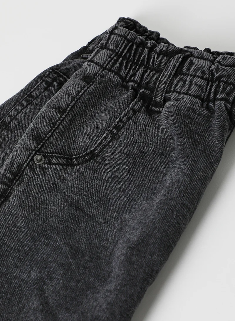 NEON High Waist Denim Skirts Grey