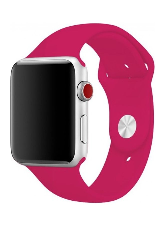 MARGOUN - Silicone Replacement Band For Apple Watch 42/44mm Rose Red - Image 1