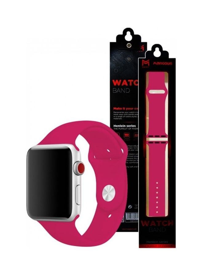 MARGOUN - Silicone Replacement Band For Apple Watch 42/44mm Rose Red - Image 1