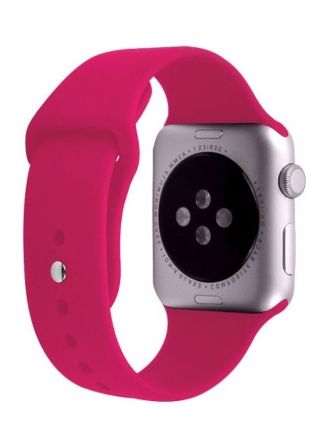 MARGOUN - Silicone Replacement Band For Apple Watch 42/44mm Rose Red - Image 1