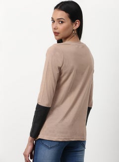 Campus Sutra Casual Long Sleeve T-Shirt Brown  - Image 2