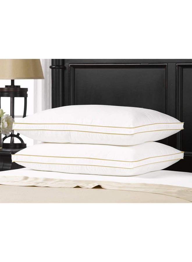 بينيفت وسادة قندقية بريم بخطين ذهبي قطعتين مايكروفايبر أبيض 90x50سم - Image 4