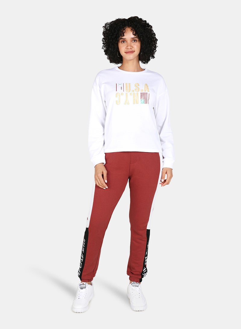 DRIP - USA NYC Printed Crew Neck Sweatshirt White - Image 1