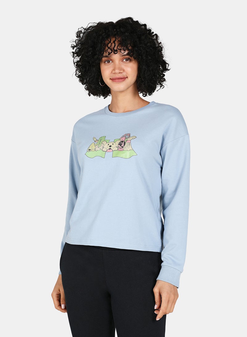 DRIP - Round Neck Printed Sweatshirt Blue Fog - Image 1