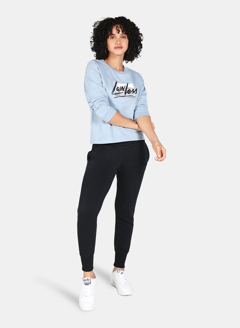 DRIP - Casual Lawless Printed Crew Neck Regular Fit Sweatshirt Blue - Image 1