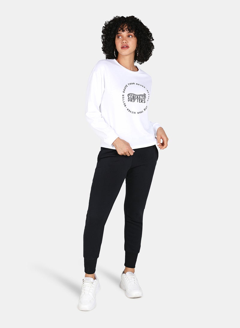 DRIP Casual Graphic Printed Crew Neck Regular Fit Sweatshirt White  - Image 3