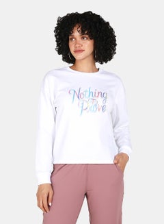 Casual Nothing To Prove Printed Crew Neck Regular Fit Sweatshirt White