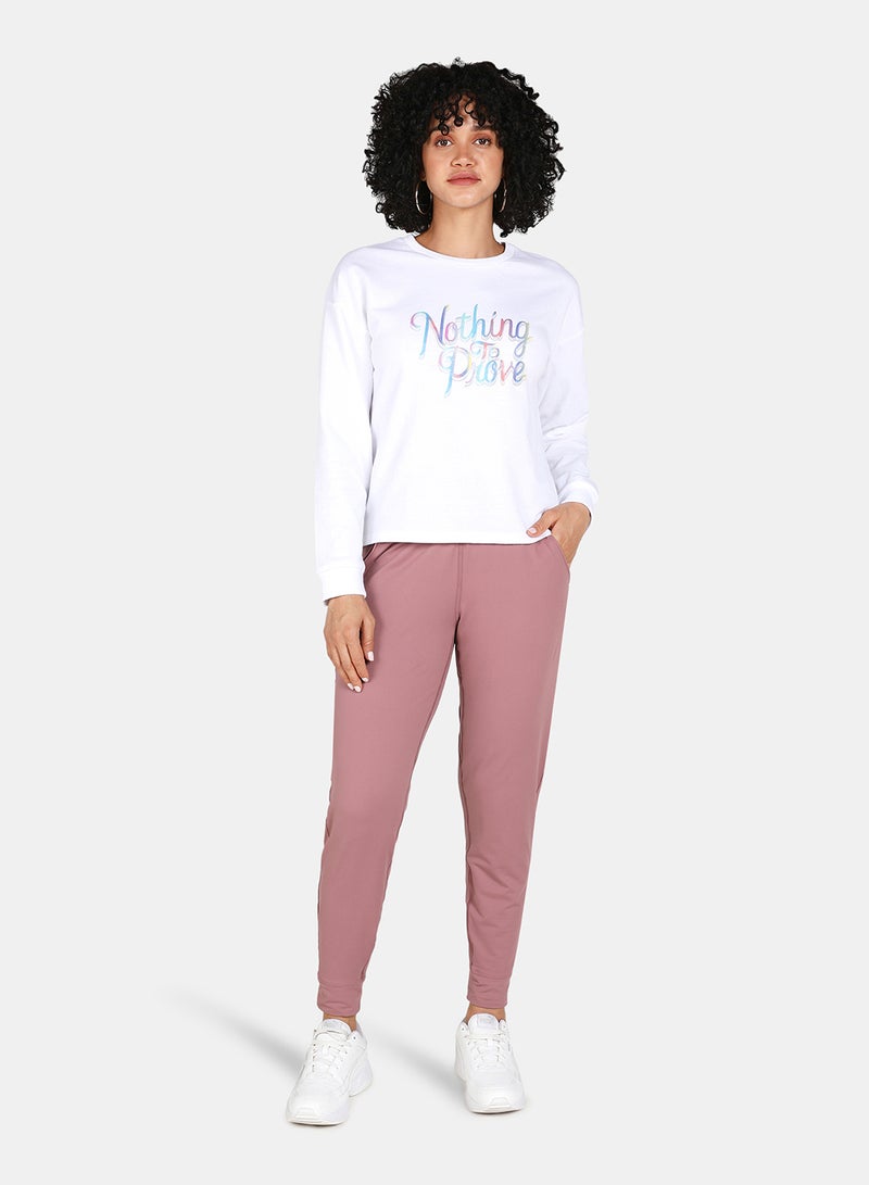 DRIP - Casual Nothing To Prove Printed Crew Neck Regular Fit Sweatshirt White - Image 1