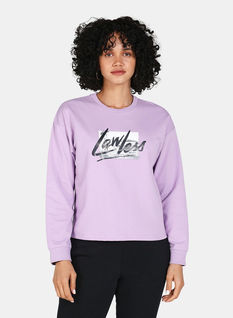 DRIP Casual Lawless Printed Crew Neck Regular Fit Sweatshirt Orchid Bloom  - Image 1