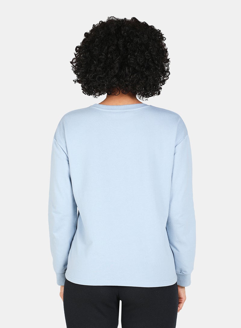 DRIP - Printed Casual Crew Neck Sweatshirt Blue Fog - Image 1