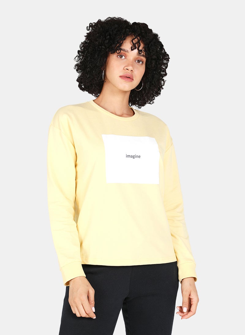 DRIP - Imagine Printed Casual Crew Neck Sweatshirt Yellow - Image 1