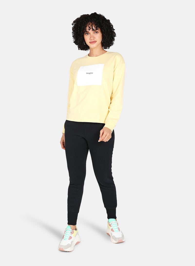 DRIP - Imagine Printed Casual Crew Neck Sweatshirt Yellow - Image 1