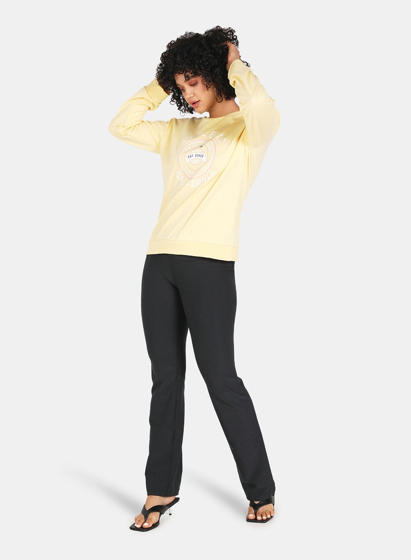 DRIP - Crew Neck Casual Printed Sweatshirt Mellow Yellow - Image 1