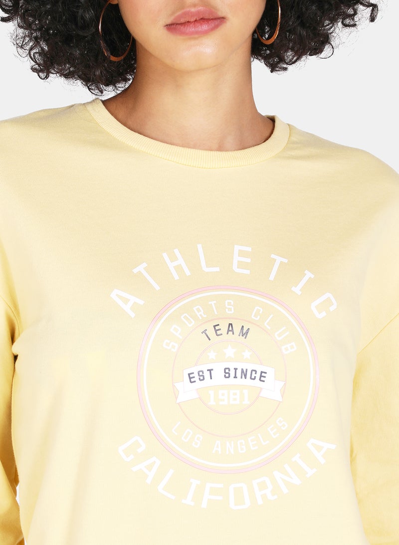 DRIP - Crew Neck Casual Printed Sweatshirt Mellow Yellow - Image 1