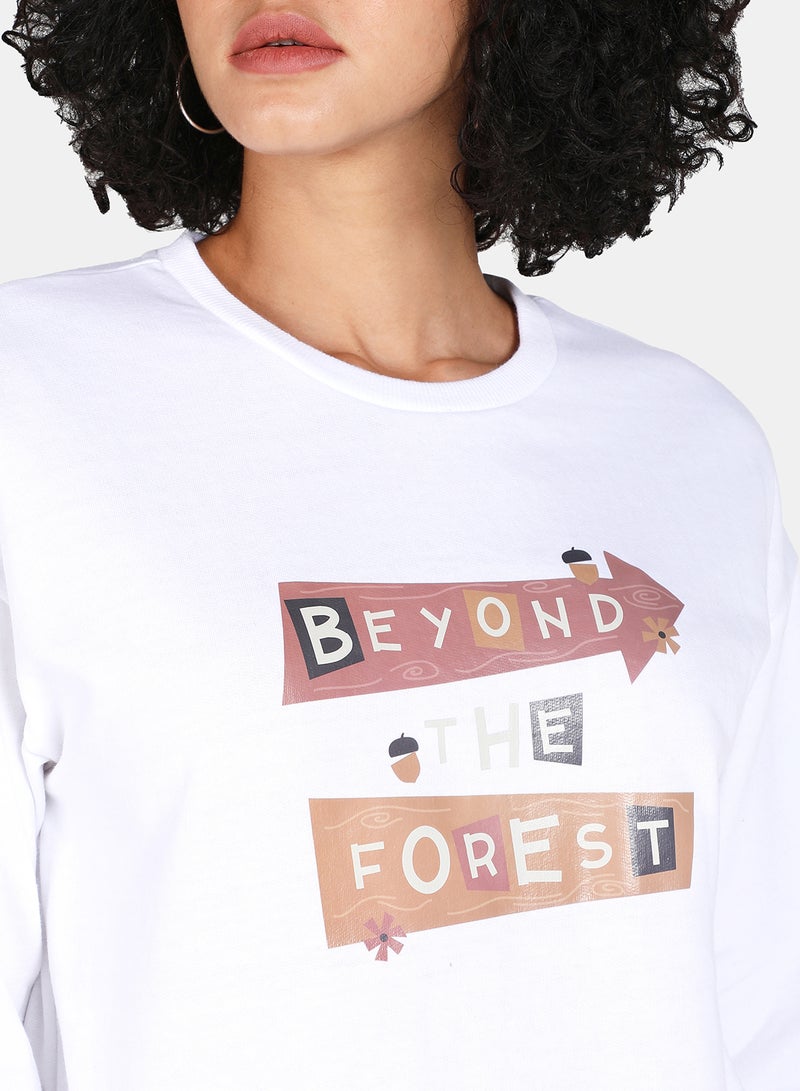 DRIP Round Neck Printed Sweatshirt White  - Image 4