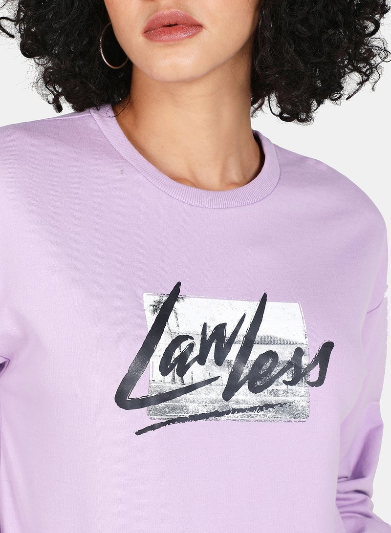 DRIP Casual Lawless Printed Crew Neck Regular Fit Sweatshirt Orchid Bloom  - Image 4