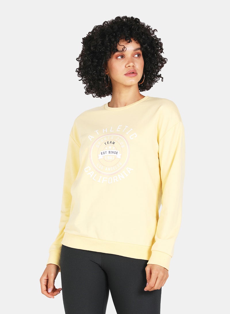 Crew Neck Casual Printed Sweatshirt Mellow Yellow - v1629300798/N49187552V_1