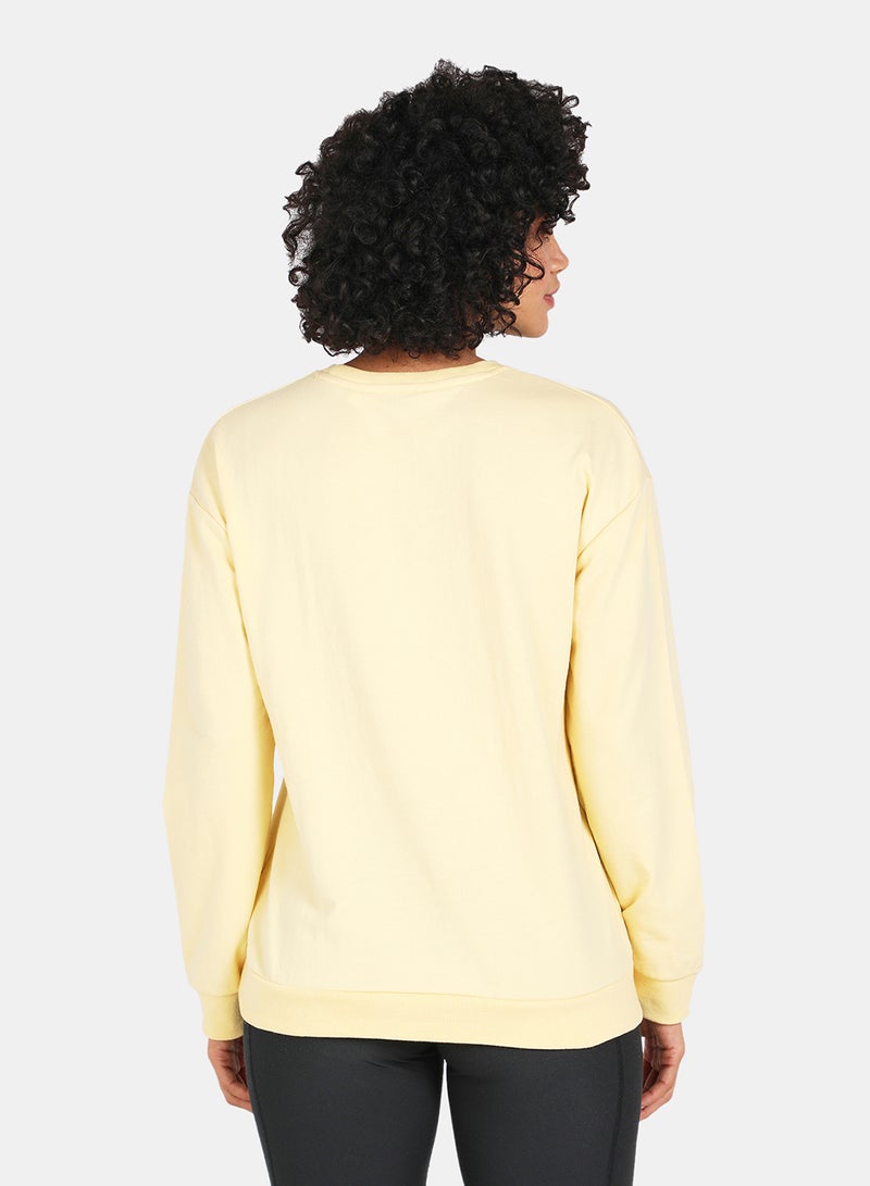 Crew Neck Casual Printed Sweatshirt Mellow Yellow - v1629300798/N49187552V_2