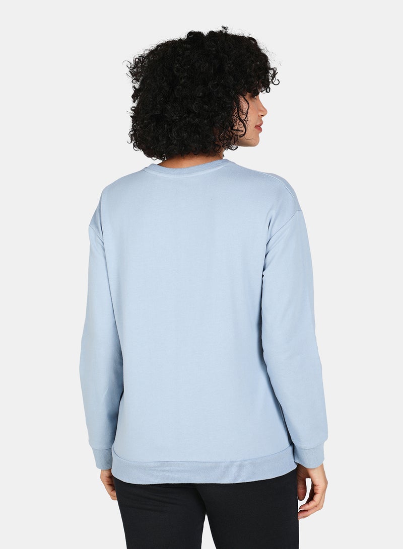 DRIP - Crew Neck Casual Printed Sweatshirt Blue Fog - Image 1
