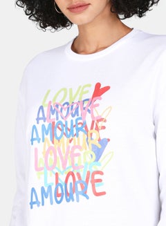 DRIP Love Amour Printed Casual Crew Neck Sweatshirt White  - Image 4