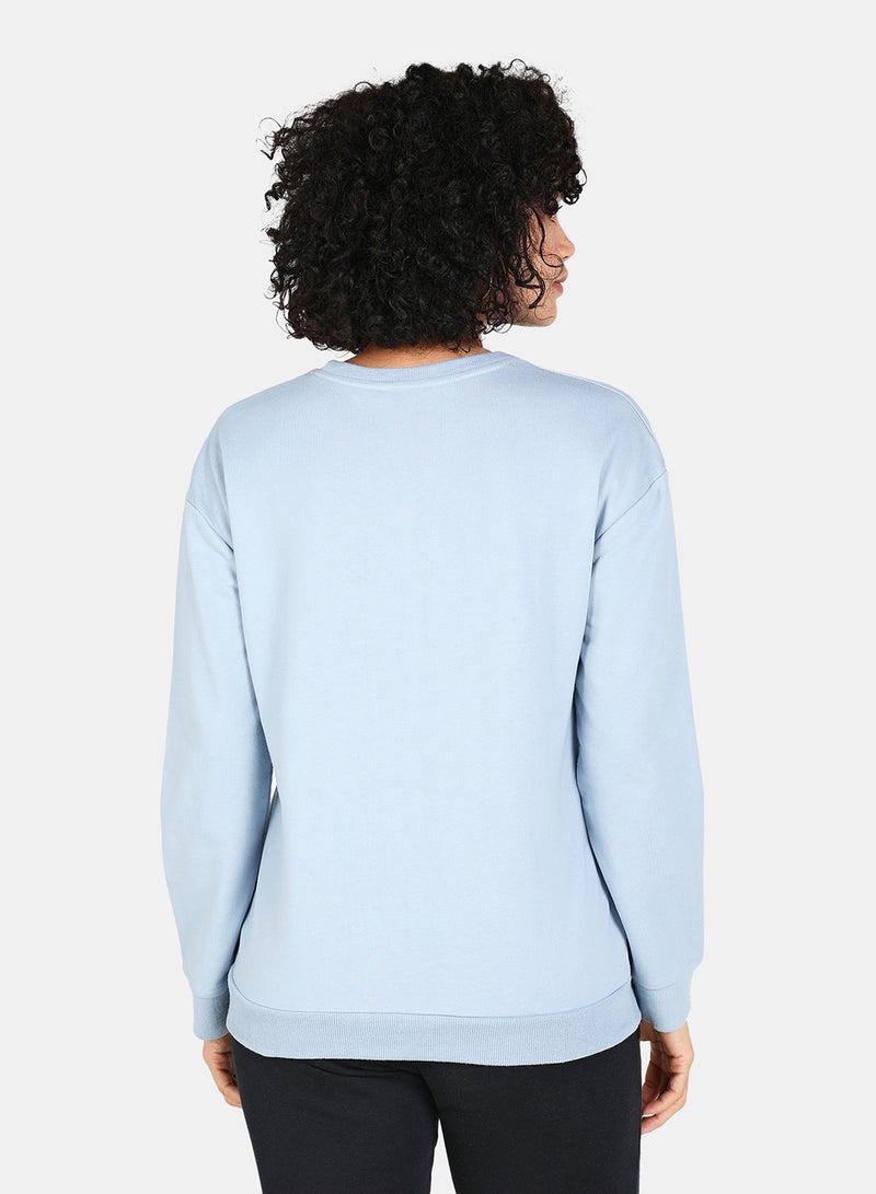DRIP - Crew Neck Graphic Printed Sweatshirt Blue Fog - Image 1