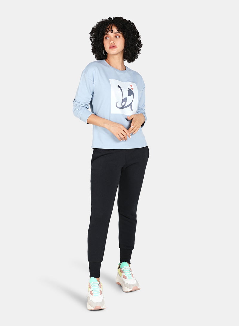 DRIP - Crew Neck Casual Printed Sweatshirt Blue Fog - Image 1
