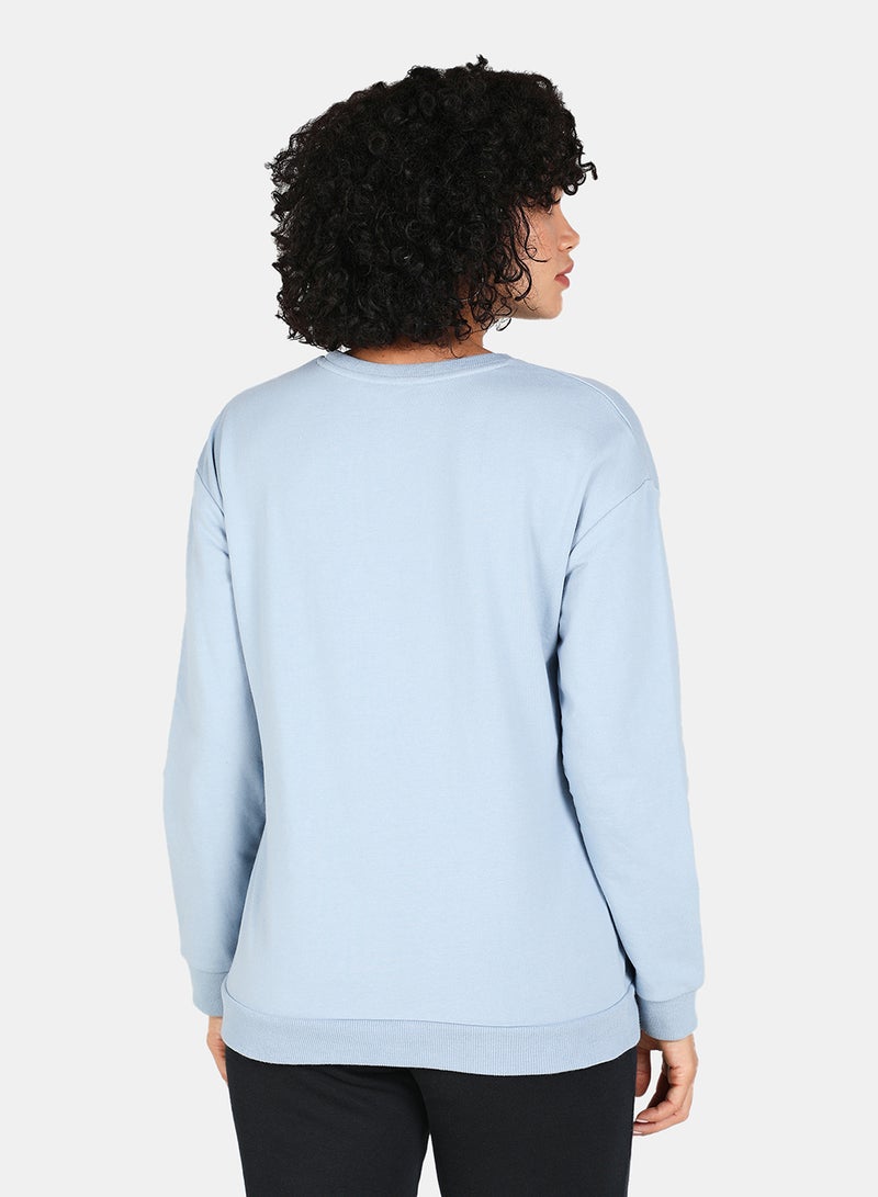 DRIP - Off To My Earth Printed Casual Crew Neck Sweatshirt Blue Fog - Image 1