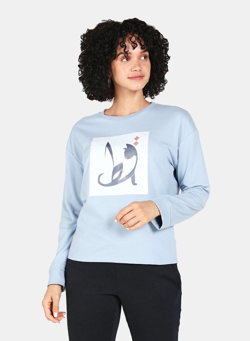 DRIP - Crew Neck Casual Printed Sweatshirt Blue Fog - Image 1